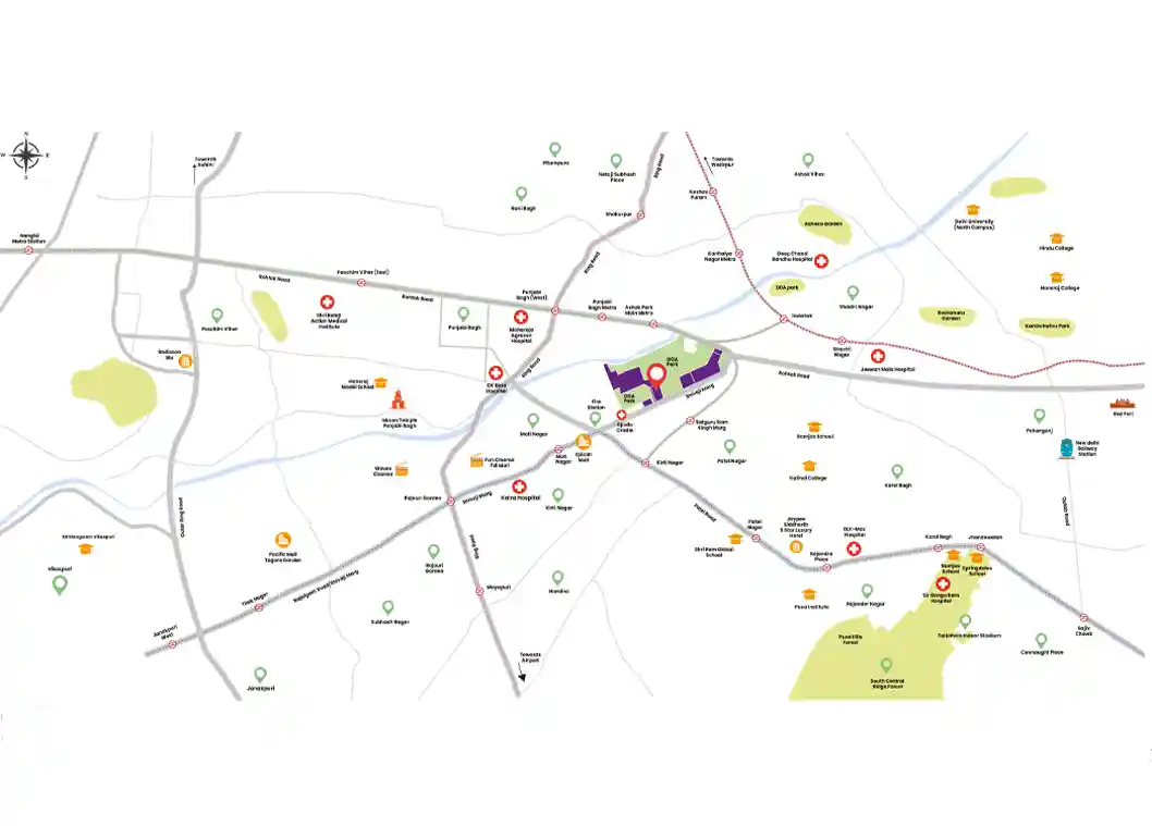 DLF One Midtown location map